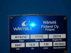 WARTSILA 18V32 8007KW 720RPM 6900V-2003 X 2 200 HOURS